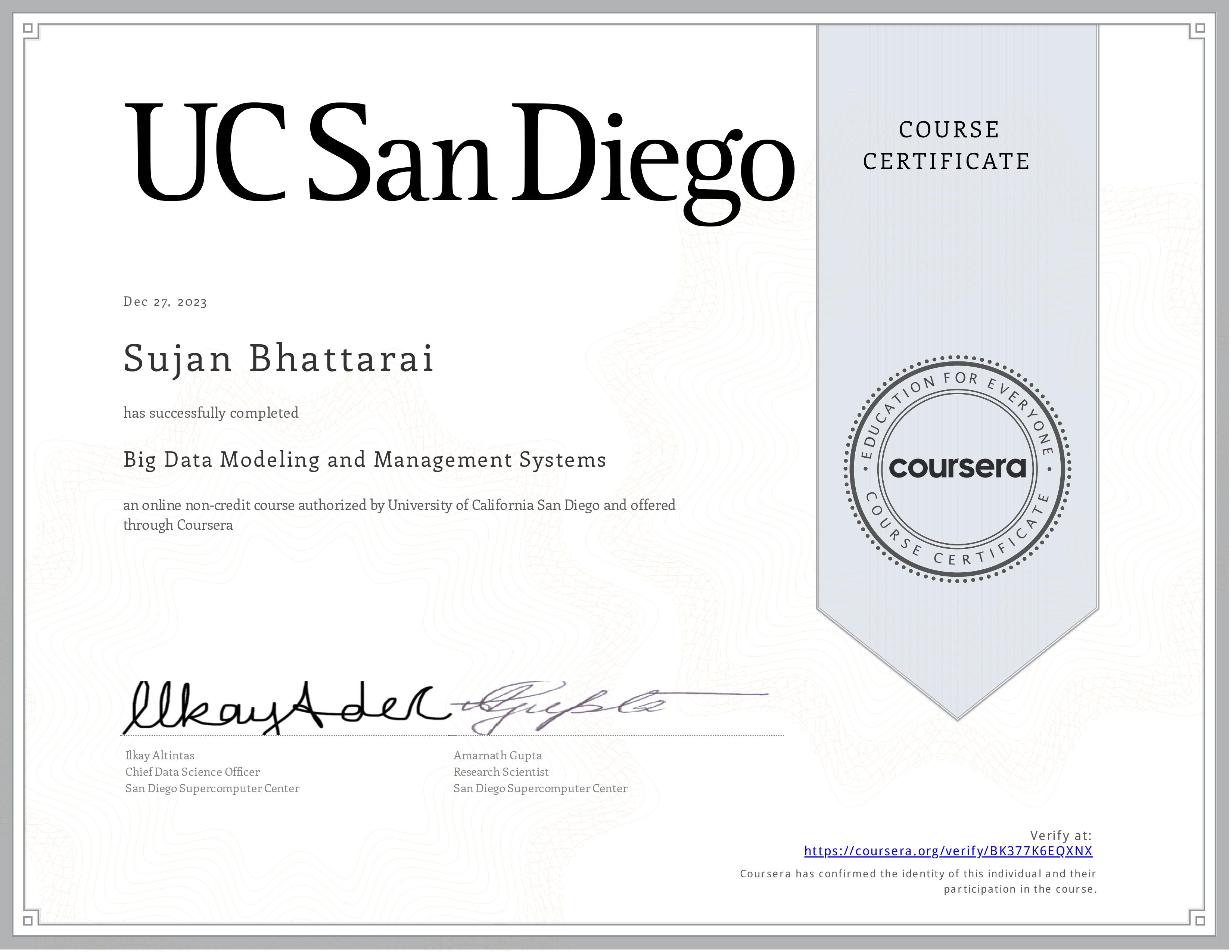 Big Data Modelling Certificate
